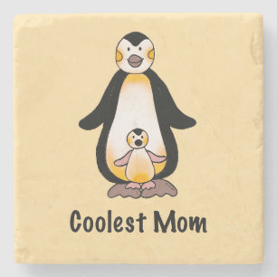 Coolste-Mama-Pinguin-Familiendesign Steinuntersetzer