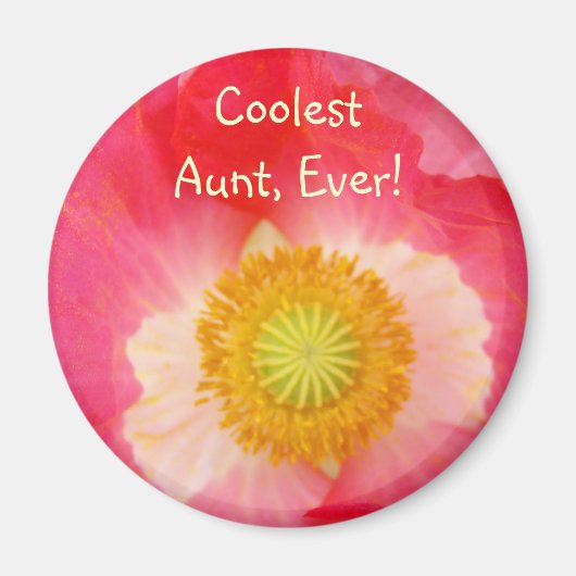 Coolste Tante je! Magnet-Geschenke Rosa Roter Mohn Magnet (Vorne)