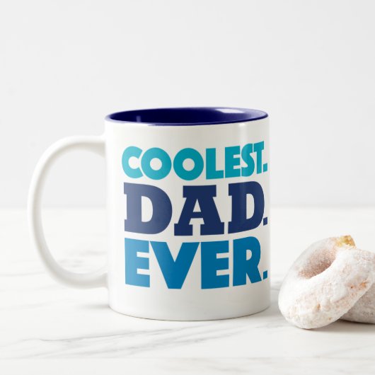 Coolste Vater-überhaupt Tasse, blau Zweifarbige Tasse (Mit Donut)