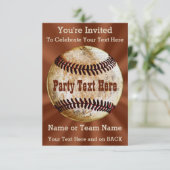 Coolste Vintage Baseball-Einladungen, IHRER TEXT Einladung (Stehend Vorderseite)