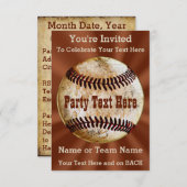 Coolste Vintage Baseball-Einladungen, IHRER TEXT Einladung (Vorne/Hinten)