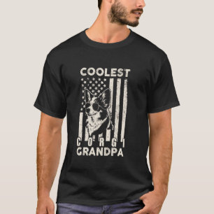 Coolster Corgi-Opa Vintage-Amerikanische-Flagge Lu T-Shirt