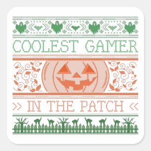 Coolster Gamer im Patch Quadratischer Aufkleber