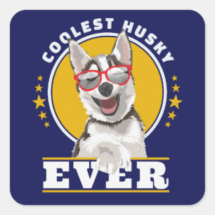 Coolster Husky je, Husky Mama, Husky Papa Quadratischer Aufkleber