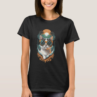 Coolster Kater mit Sonnenbrille, Sonnenuntergang, T-Shirt
