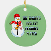 Coolster Klarinettenspieler Snowman Keramik Ornament (Hinten)