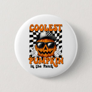 Coolster Kürbis im PatchHalloween-Shirt-Junge K Button