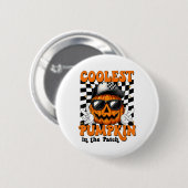 Coolster Kürbis im PatchHalloween-Shirt-Junge K Button (Vorne & Hinten)
