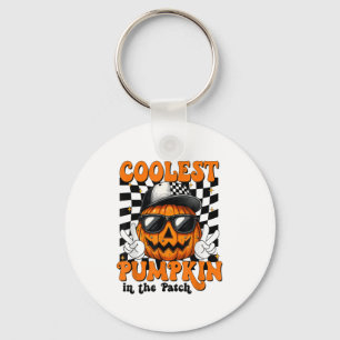 Coolster Kürbis im PatchHalloween-Shirt-Junge K Schlüsselanhänger