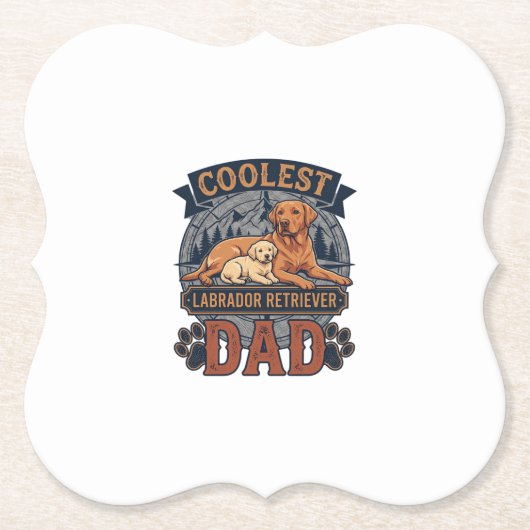 Coolster Labrador Retriever Dad Hund Berg Pfote Dr Untersetzer (Vorderseite)