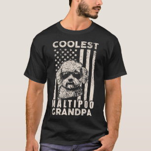 Coolster Maltipoo-Opa American Flag Lustiger Hund T-Shirt