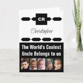 Coolster Onkel 5 Foto Schwarz-weißer Geburtstag Karte (Vorderseite)