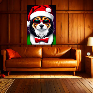 Coolster Santa Dog in der Stadt   Art der AI Poster