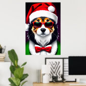 Coolster Santa Dog in der Stadt | Art der AI Poster (Heimbüro)