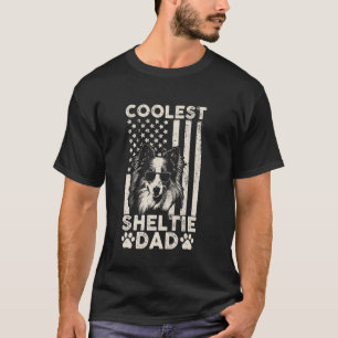 Coolster Sheltie-Vater Vintage-amerikanische Flagg T-Shirt