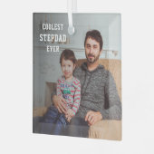 Coolster Stepdad je Foto Vater Personalisiert Ornament Aus Glas (Vorderseite links)