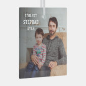 Coolster Stepdad je Foto Vater Personalisiert Ornament Aus Glas (Vorderseite Rechts)