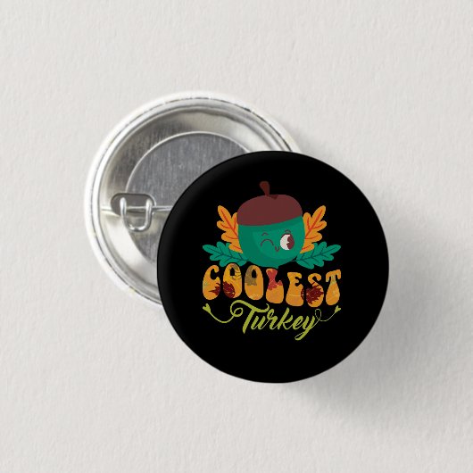 coolster Truthahnfalltag Erntedank Button (Vorne & Hinten)
