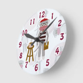 Coolsville Beatnik Sock Monkey Niedlicher Cartoon  Runde Wanduhr (Winkel)