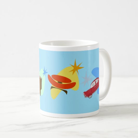 Coolsville Retro Swanky 60ties-Muster Kaffeetasse (VorderseiteRechts)