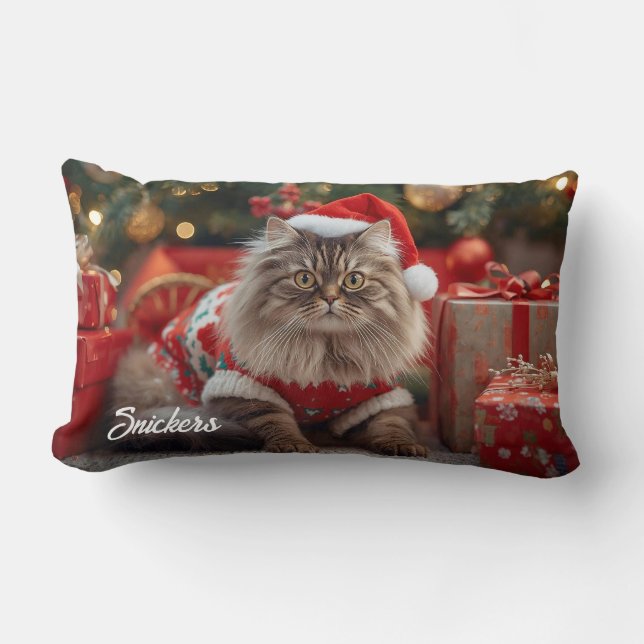 Coon Cat Weihnachten Personalisiert Lendenkissen (Vorderseite)