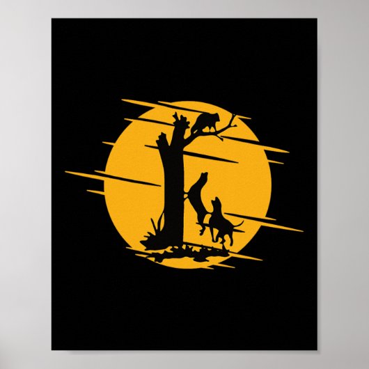 Coon Hound Dog Raccoon Howling - Spaß Coo Poster (Vorne)