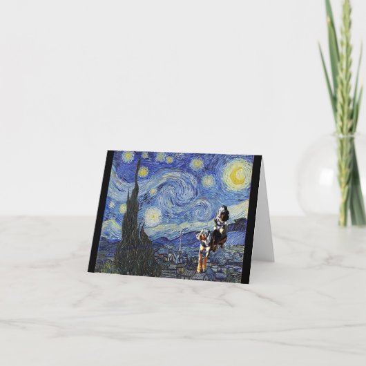 Coon Hound Hunde in Starry Night Parody Karte (Vorderseite)