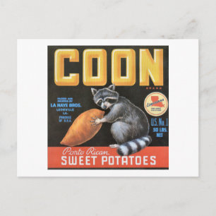 Coon "Porto Rican" Süßkartoffeln Vintage Etikett Postkarte