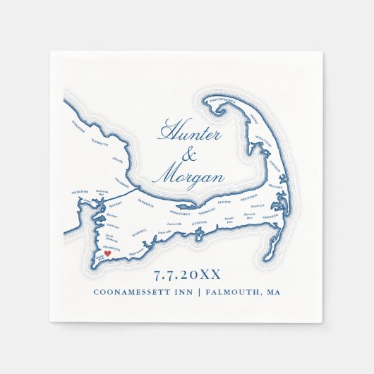 Coonamessett Inn Hochzeit Cape Cod Cocktail Serviette (Vorderseite)