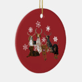 Coonhound Antlers Red Keramik Ornament (Rechts)