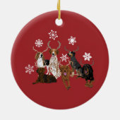 Coonhound Antlers Red Keramik Ornament (Hinten)