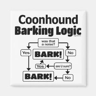 Coonhound Barking Logic Magnet