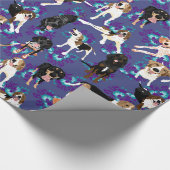 Coonhound-Blumen (Blau) Geschenkpapier (Ecke)