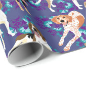 Coonhound-Blumen (Blau) Geschenkpapier (Rolleneckpunkt)