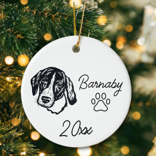 Coonhound-Hund Benutzerdefinierter Name & Jahr Lin Keramik Ornament