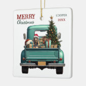 Coonhound Hund Retro Truck Weihnachten Keramikornament (Links)