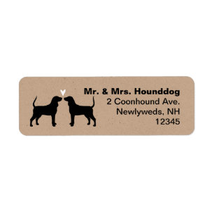Coonhound Hunde-Silhouetten mit Herzadresse