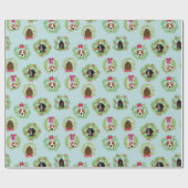 Coonhound-Kränze auf Blau Geschenkpapier (Flach)