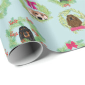 Coonhound-Kränze auf Blau Geschenkpapier (Rolleneckpunkt)