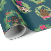 Coonhound-Kränze auf Marine Geschenkpapier (Rolleneckpunkt)