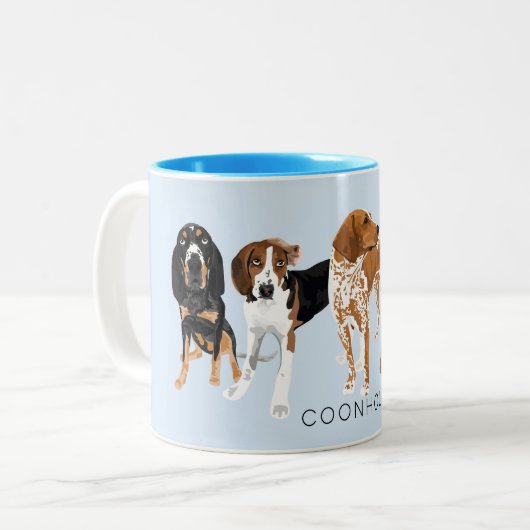 Coonhound-Mama-Blau Zweifarbige Tasse (Vorderseite Links)