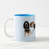 Coonhound-Mama-Blau Zweifarbige Tasse (Links)