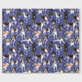 Coonhound mit Blumen (blau) Geschenkpapier (Flach)