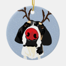 Coonhound Rudolph Keramik Ornament