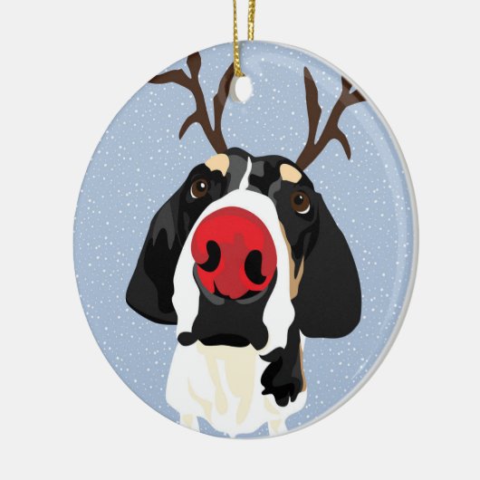 Coonhound Rudolph Keramik Ornament (Links)