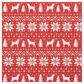 Coonhound-Silhouette-Weihnachtsmuster-Rot Stoff (Muster)