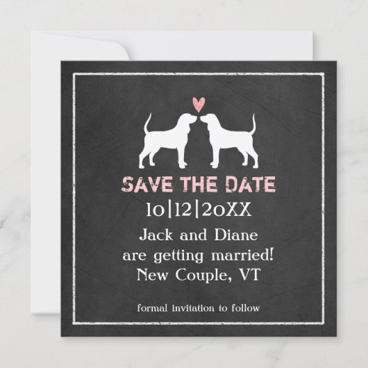 Coonhound-Silhouetten Hochzeitssache Datum speiche Save The Date (Vorderseite)