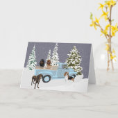 Coonhound Truck im Schnee Karte (Gelbe Blume)