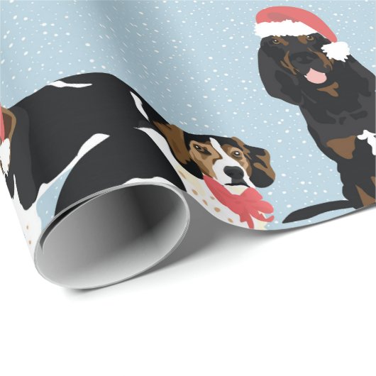 Coonhound-WeihnachtsPackpapier Geschenkpapier (Rolleneckpunkt)
