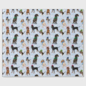 Coonhounds Hellblau Geschenkpapier (Flach)